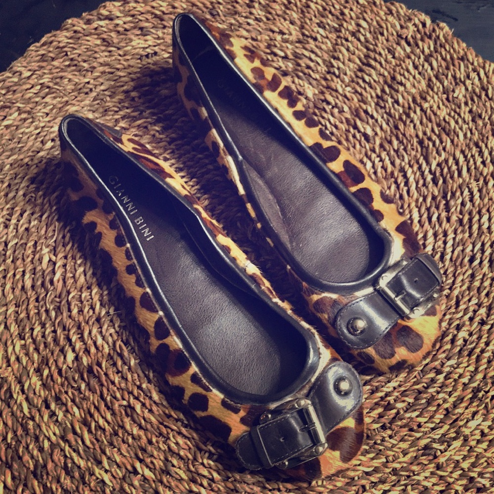 Gianni Bini leopard pony hair flats